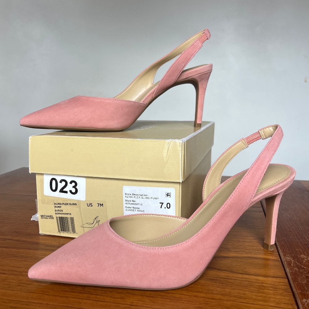 Michael Michael Kors Alina Flex Suede Slingback Pump Classic Timeless NE…